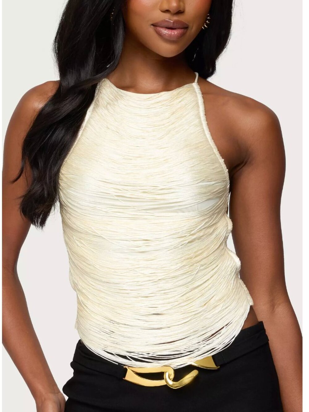 Edikted Kalana Crisscross Backless Fringed Top - NWT